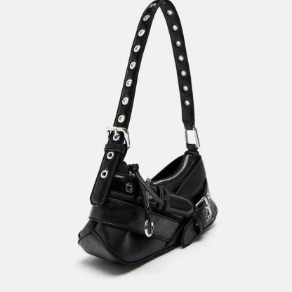 Women's Vintage Moto Shoulder Bag – Retro Buckle Hobo Purse