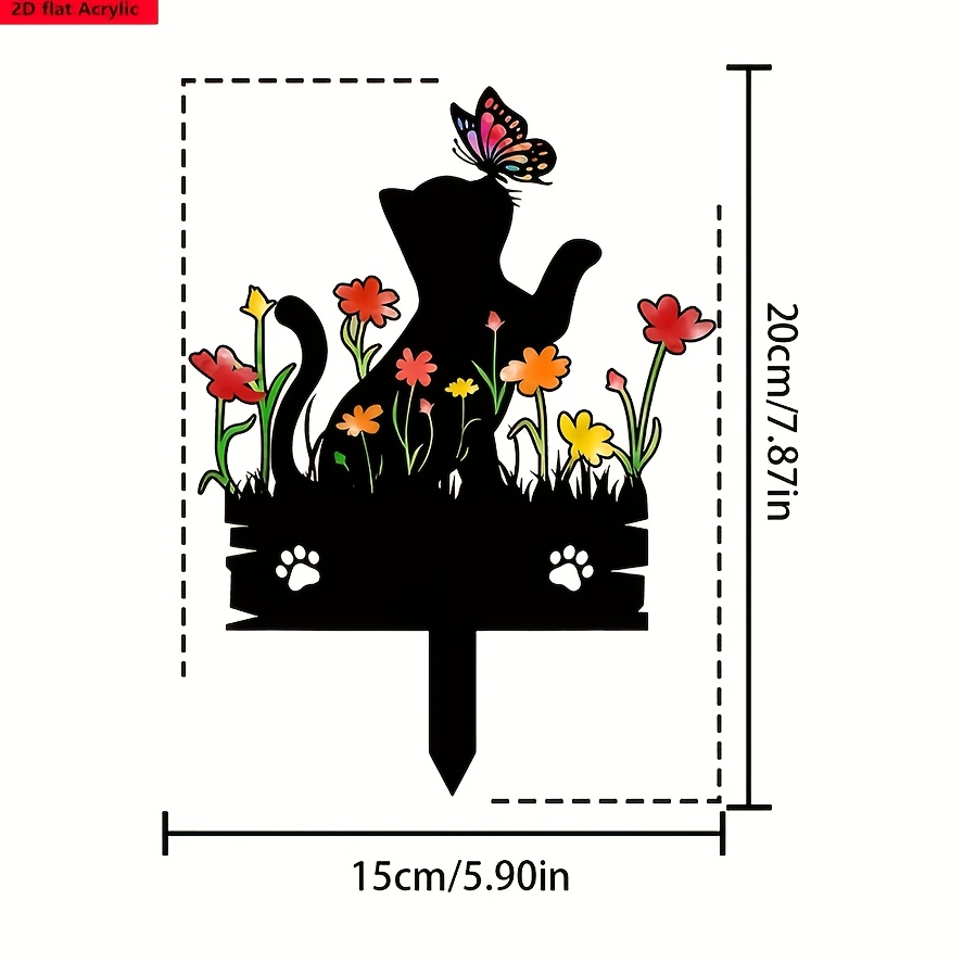 In Loving Memory Cat Garden Stake – Floral Pet Memorial Plaque