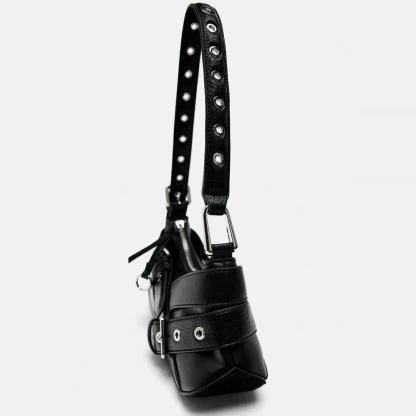 Women's Vintage Moto Shoulder Bag – Retro Buckle Hobo Purse