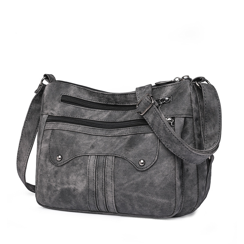 Women’s Multi-Zip Shoulder Bag – Lightweight Vintage Crossbody Purse