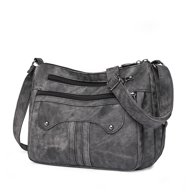Women’s Multi-Zip Shoulder Bag – Lightweight Vintage Crossbody Purse