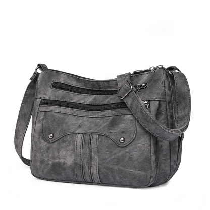 Women’s Multi-Zip Shoulder Bag – Lightweight Vintage Crossbody Purse