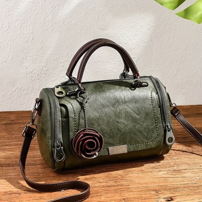 Women’s Vintage Rose Boston Bag – Large Capacity Crossbody Shoulder Purse