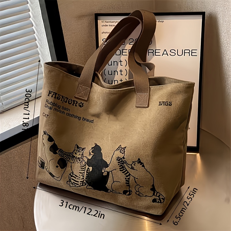 Women’s Canvas Tote Bag – Spacious Zipper Shoulder Bag for Work & Everyday Use
