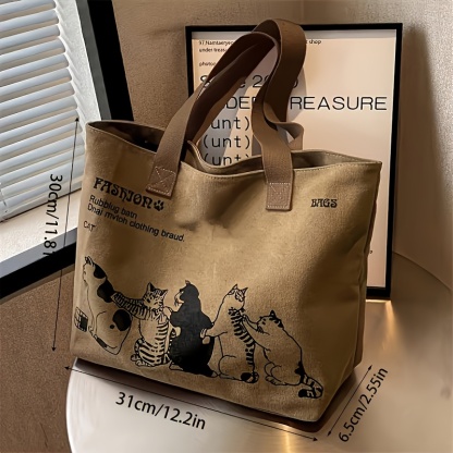 Women’s Canvas Tote Bag – Spacious Zipper Shoulder Bag for Work & Everyday Use