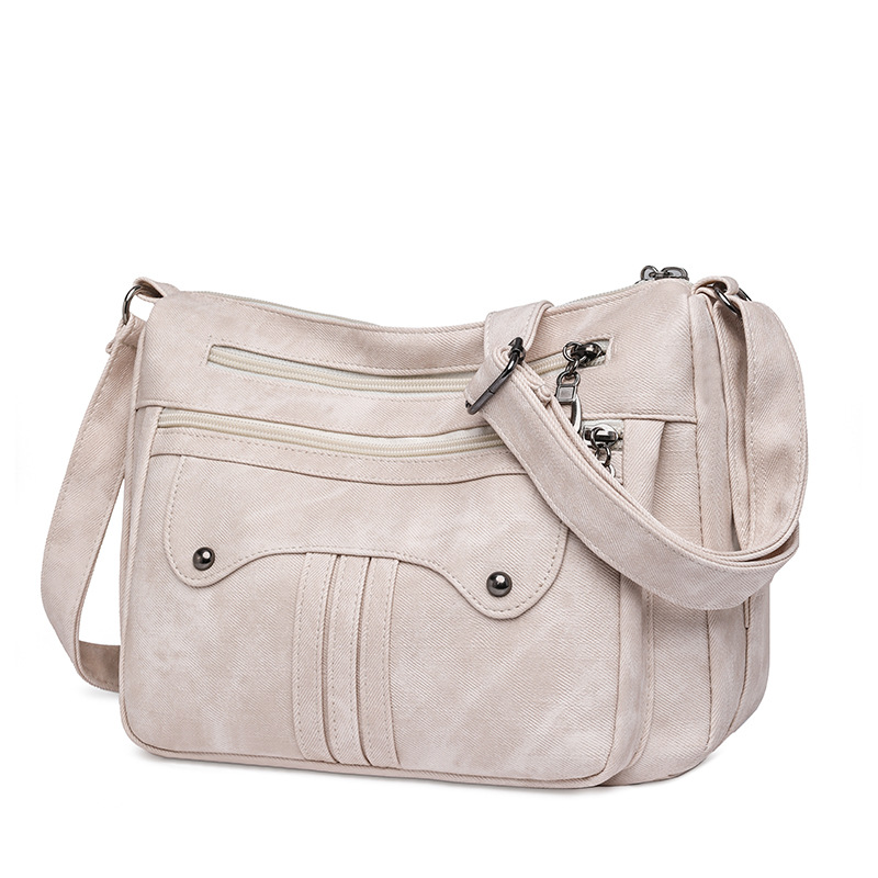 Women’s Multi-Zip Shoulder Bag – Lightweight Vintage Crossbody Purse