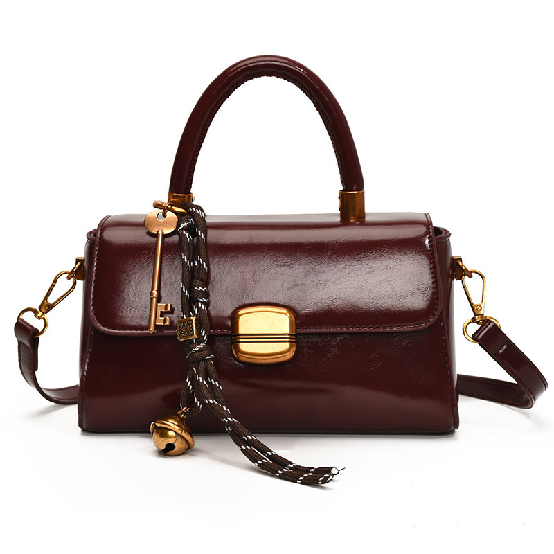 Women’s Vintage Mini Handbag – Elegant Burgundy Top Handle Crossbody Purse