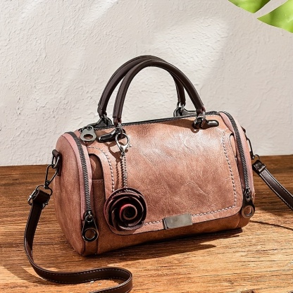 Women’s Vintage Rose Boston Bag – Large Capacity Crossbody Shoulder Purse