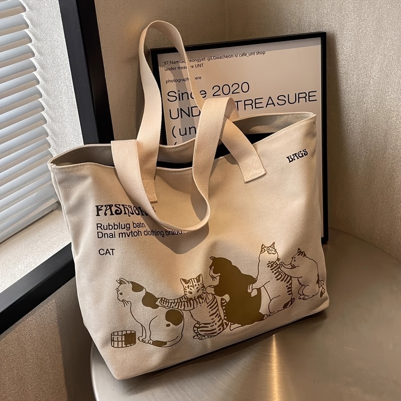 Women’s Canvas Tote Bag – Spacious Zipper Shoulder Bag for Work & Everyday Use