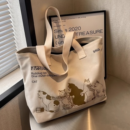 Women’s Canvas Tote Bag – Spacious Zipper Shoulder Bag for Work & Everyday Use