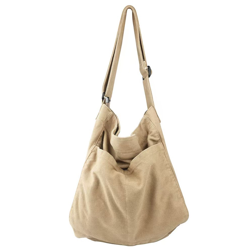 Unisex Canvas Shoulder Bag – Multi-Pocket Crossbody Bag for Work & Travel