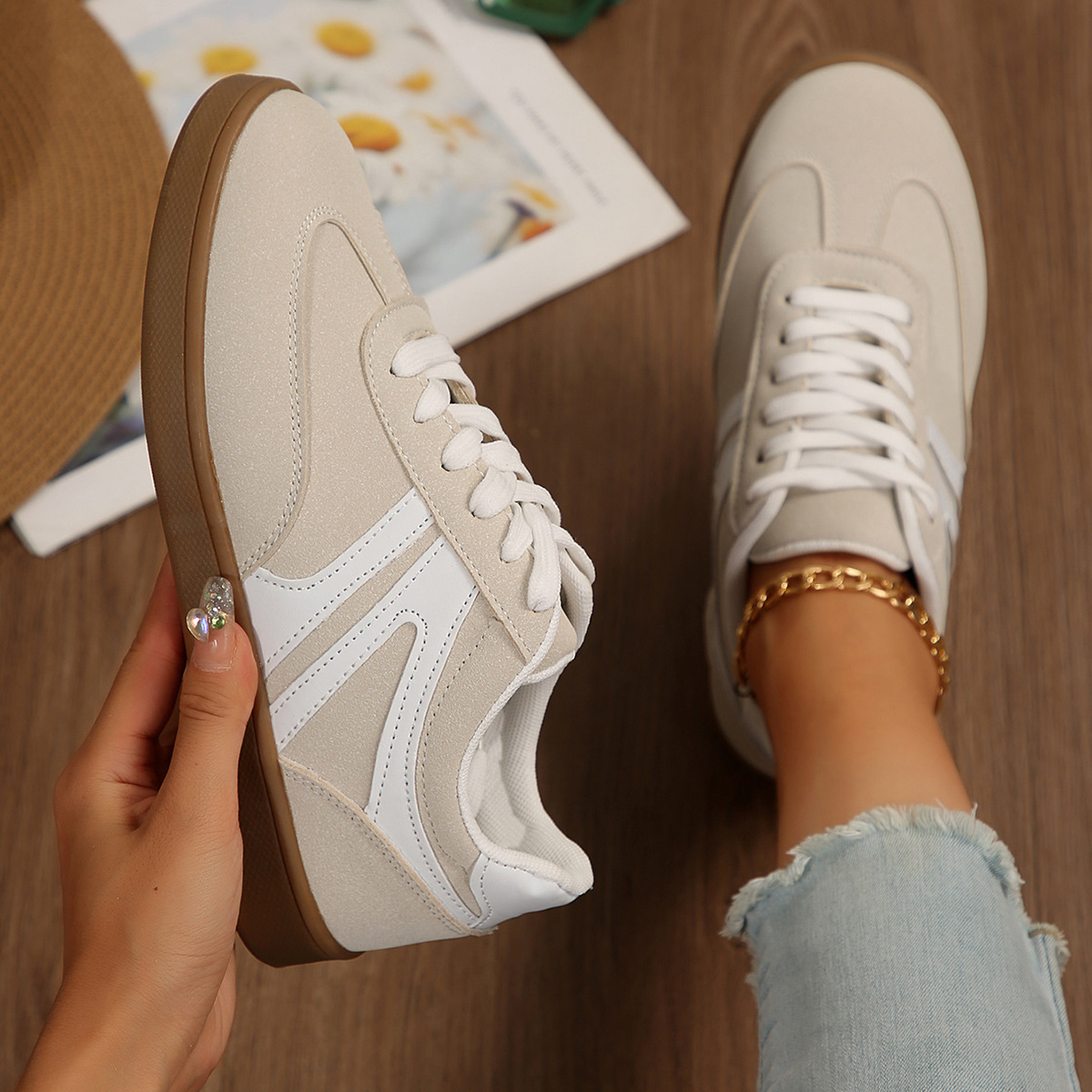 未弄好-----Women’s Vintage Casual Platform Sneakers – Comfortable Round Toe & Easy-to-Match Style