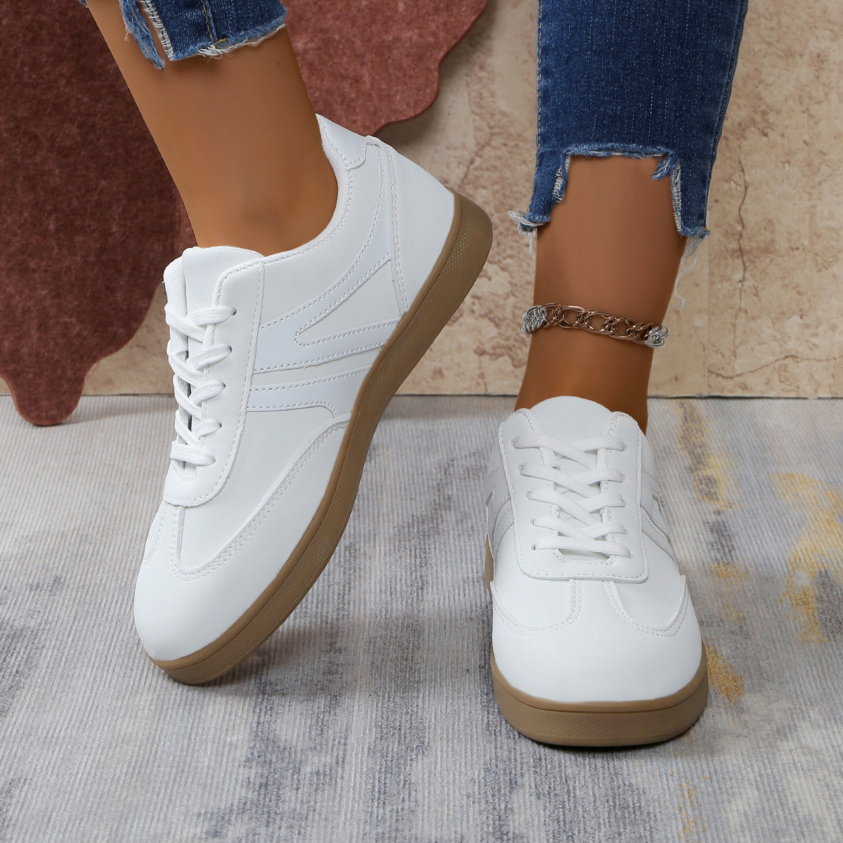 未弄好-----Women’s Vintage Casual Platform Sneakers – Comfortable Round Toe & Easy-to-Match Style
