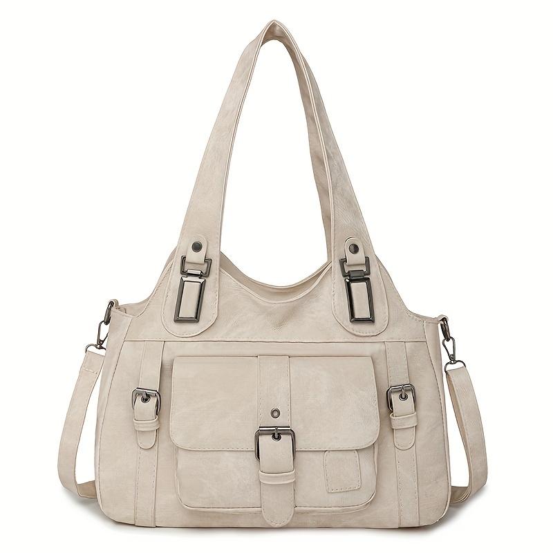 Women’s Vintage Tote Bag – Large Capacity Shoulder Purse with Detachable Strap