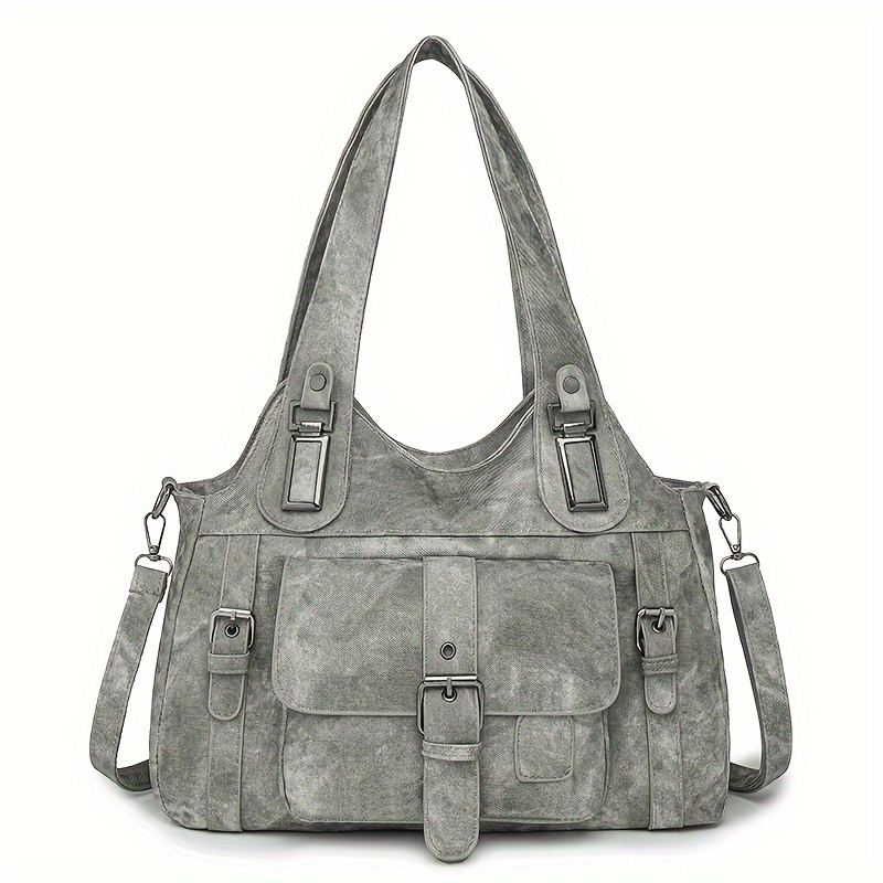 Women’s Vintage Tote Bag – Large Capacity Shoulder Purse with Detachable Strap
