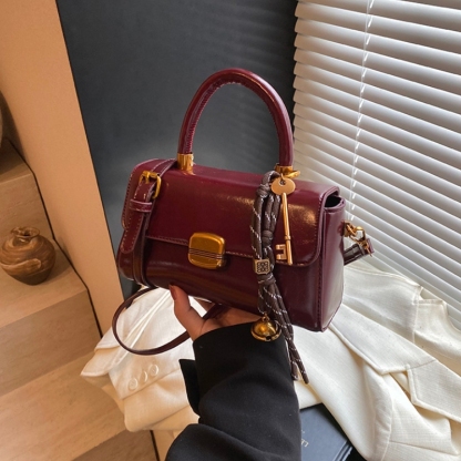 Women’s Vintage Mini Handbag – Elegant Burgundy Top Handle Crossbody Purse