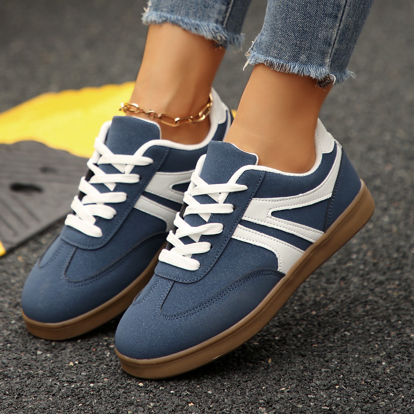 未弄好-----Women’s Vintage Casual Platform Sneakers – Comfortable Round Toe & Easy-to-Match Style