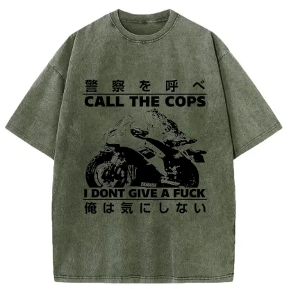 Funny Frog Riding A Motorcycle Washed T-Shirt