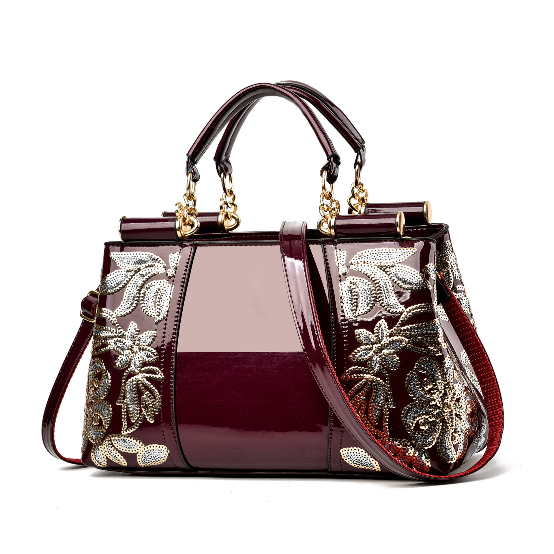 Women's Elegant Floral Embossed Handbag – Luxury Vintage Top Handle Shoulder Bag