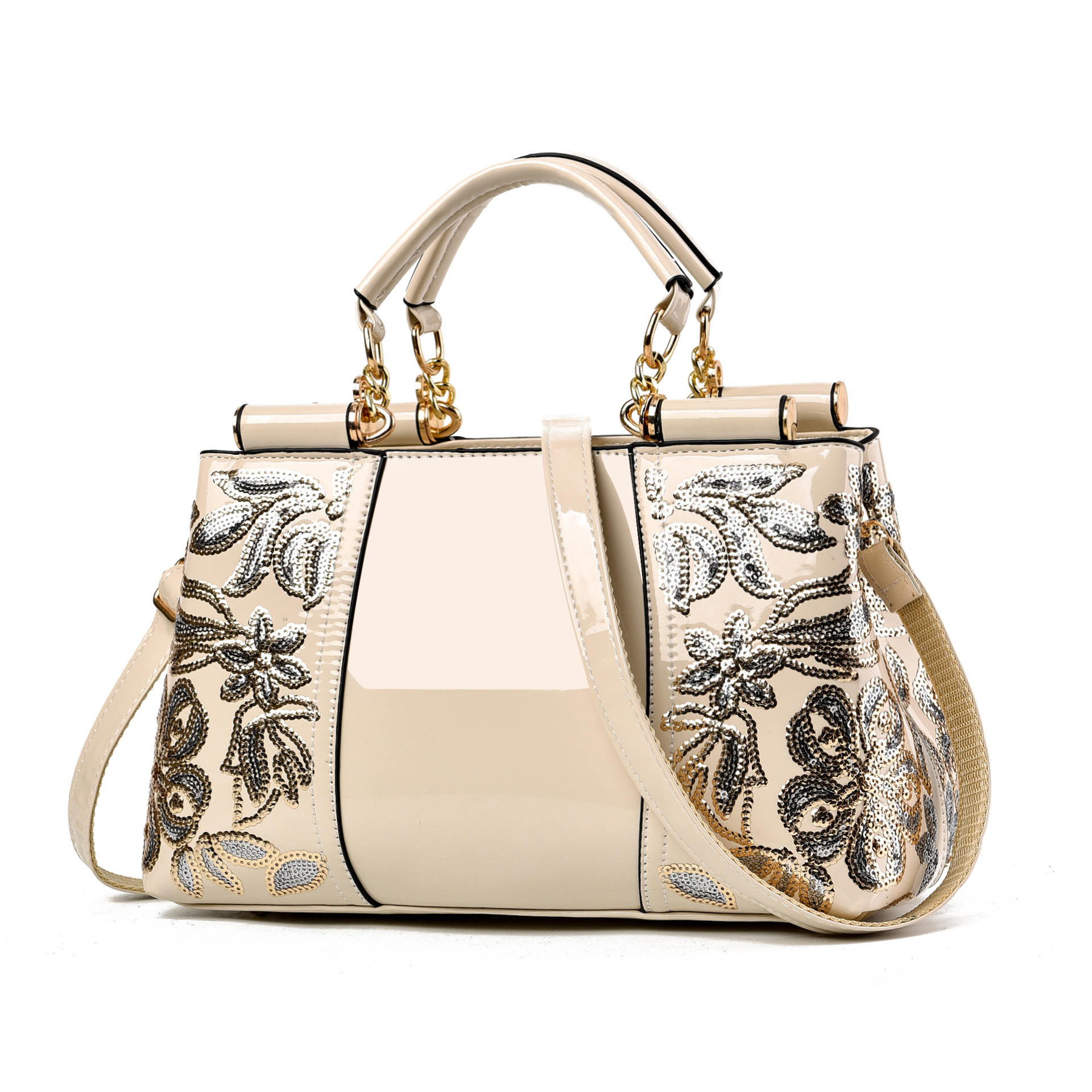 Women's Elegant Floral Embossed Handbag – Luxury Vintage Top Handle Shoulder Bag