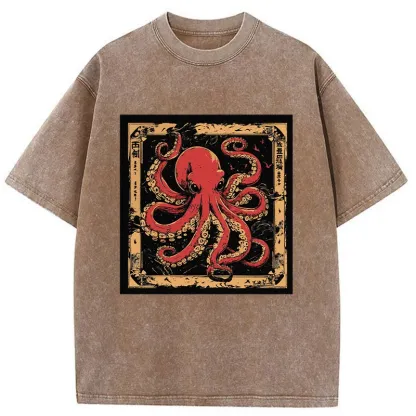 Retro Octopus Washed T-Shirt