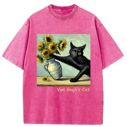 Van Gogh's Naughty Cat Washed T-Shirt