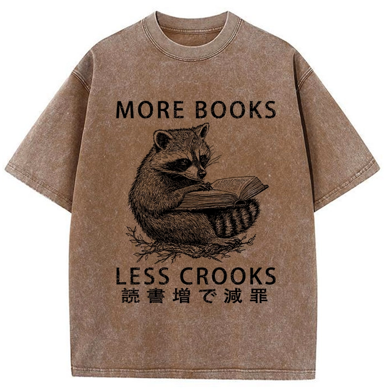 More Books Less Crooks Washed T-Shirt