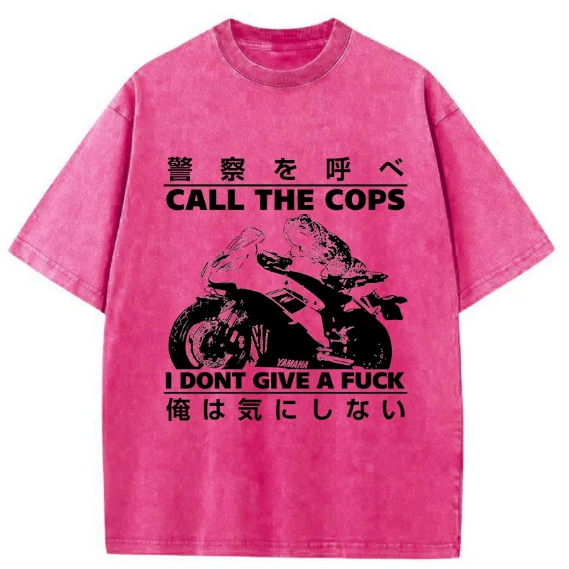 Funny Frog Riding A Motorcycle Washed T-Shirt