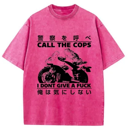 Funny Frog Riding A Motorcycle Washed T-Shirt