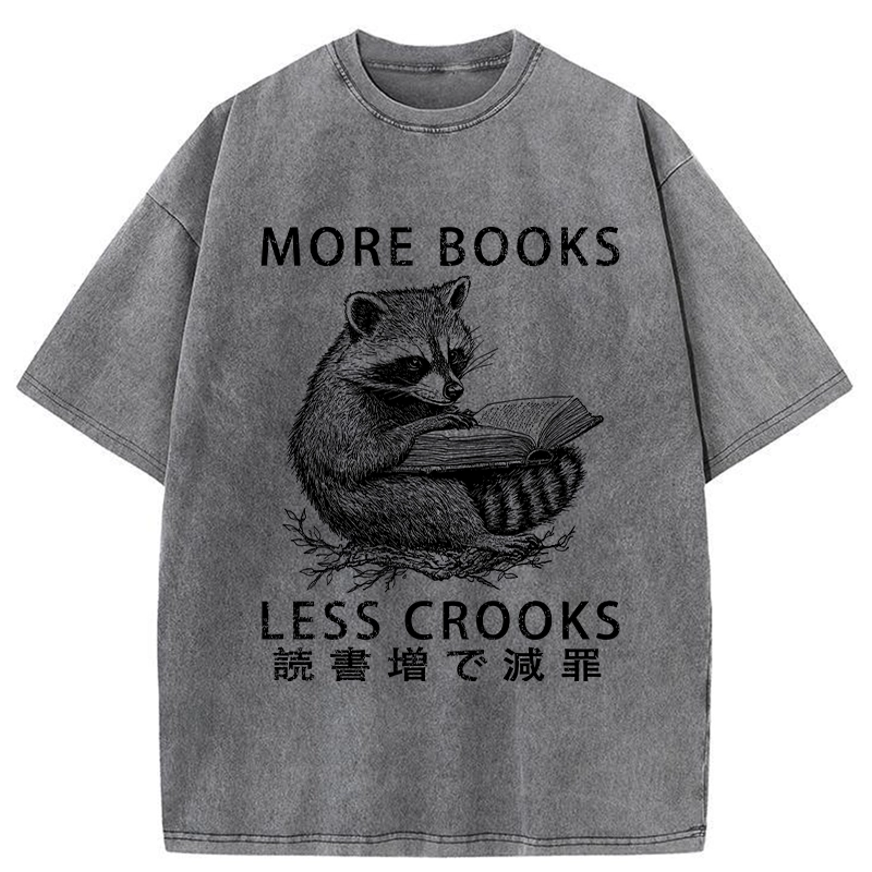 More Books Less Crooks Washed T-Shirt