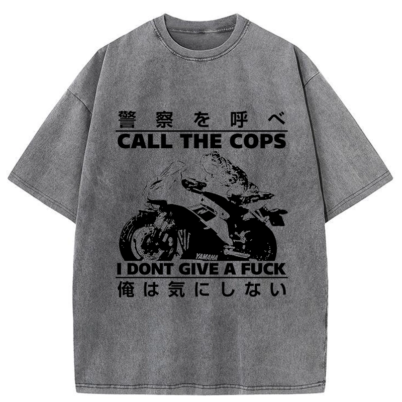 Funny Frog Riding A Motorcycle Washed T-Shirt