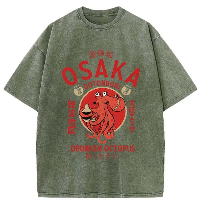 Drunken Octopus Japan Washed T-Shirt