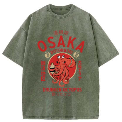 Drunken Octopus Japan Washed T-Shirt