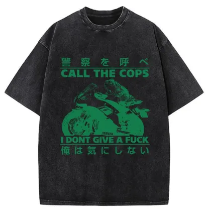 Funny Frog Riding A Motorcycle Washed T-Shirt