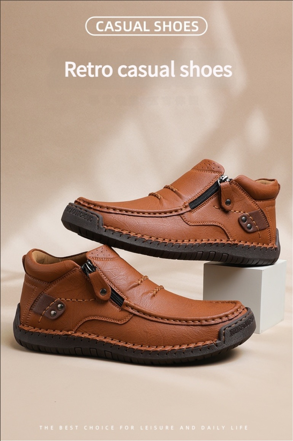 ⏰Limited Time Sale 50% OFF-Men&rsquo;s Handmade Premium Leather Slip-On Driving Boots &ndash; Wide Toe, Arch Support