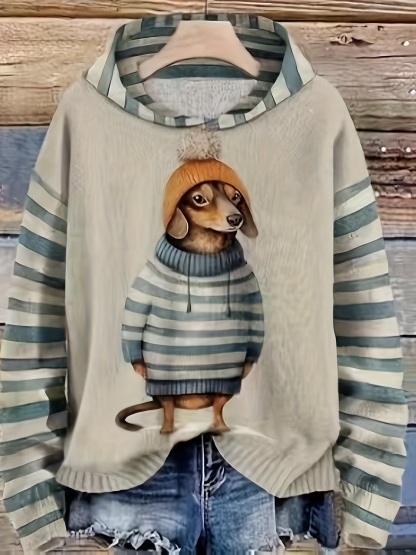 Women’s Cozy Dachshund Print Sweater