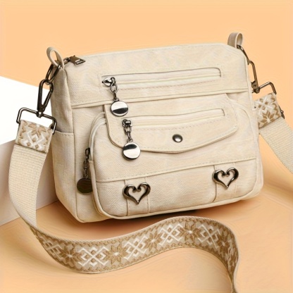 Women’s Boho Multi-Pocket Crossbody Bag – Vintage Shoulder Purse