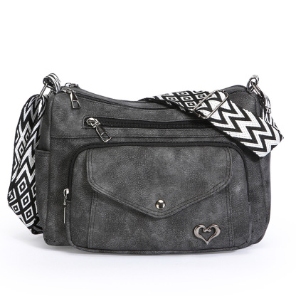 Vintage Denim Crossbody Bag – Multi-Pocket Everyday Purse for Women