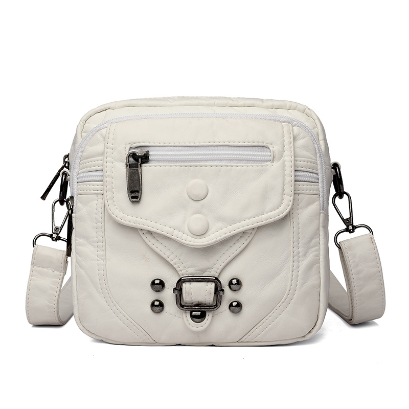 Women's Vintage Soft Leather Crossbody Bag – Multi-Pocket Everyday Purse