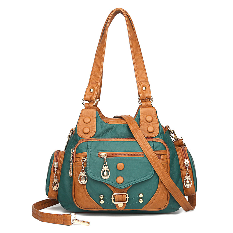 Vintage Soft Leather Weekender Bag – Large Capacity Travel & Camping Tote for Women
