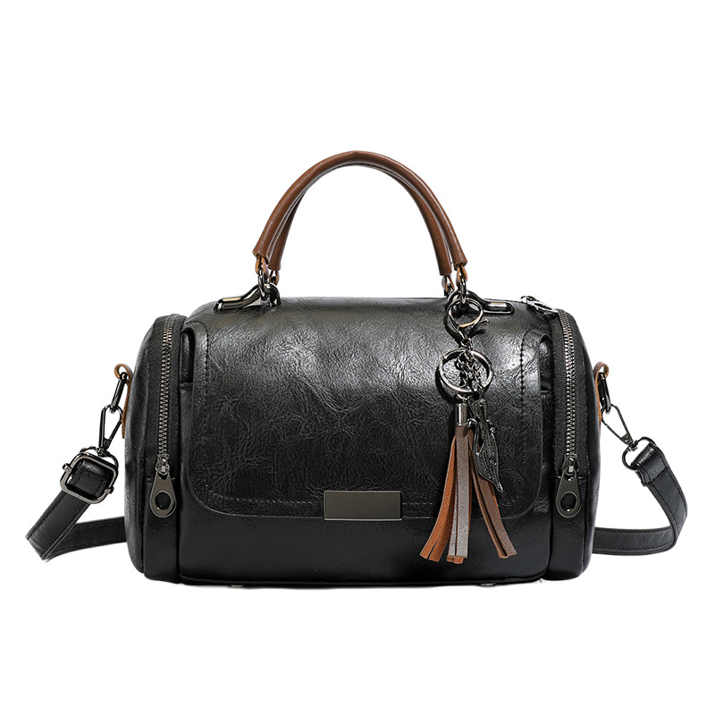 Women’s Vintage Boston Bag – Large Capacity Crossbody Shoulder Purse