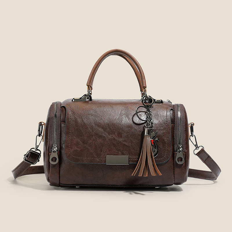 Women’s Vintage Boston Bag – Large Capacity Crossbody Shoulder Purse