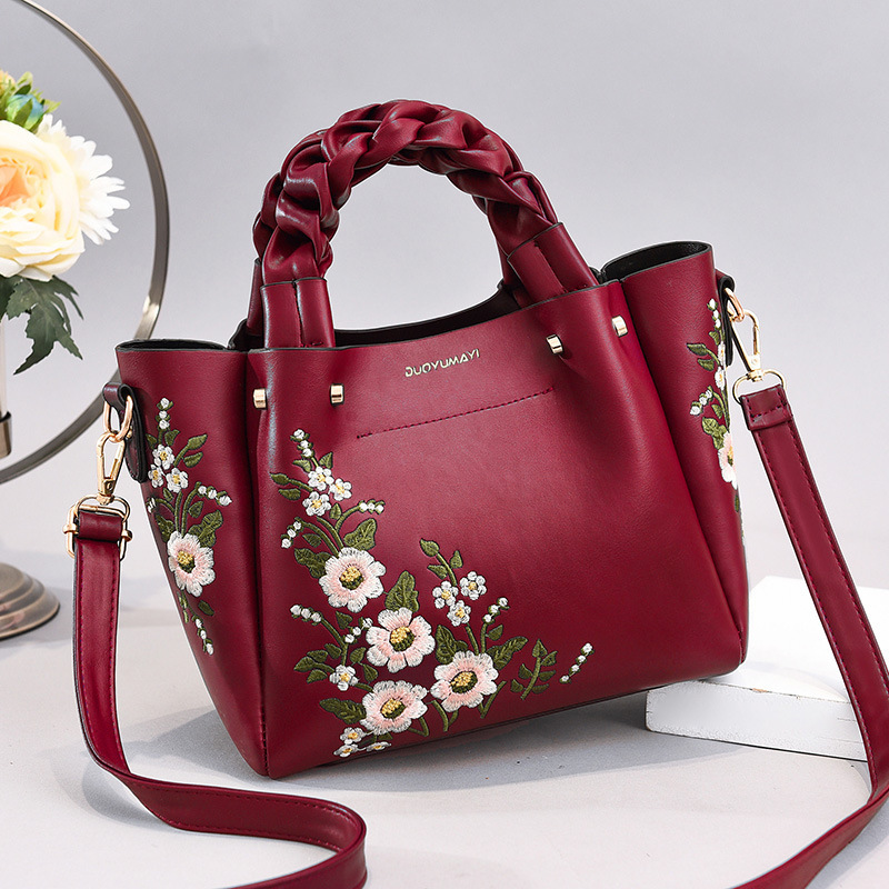 Women's Embroidered Floral Tote Bag – Vintage Crossbody Shoulder Purse