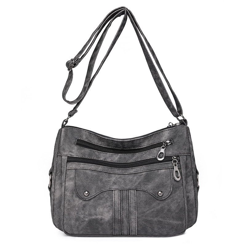 Women’s Multi-Zip Shoulder Bag – Lightweight Vintage Crossbody Purse