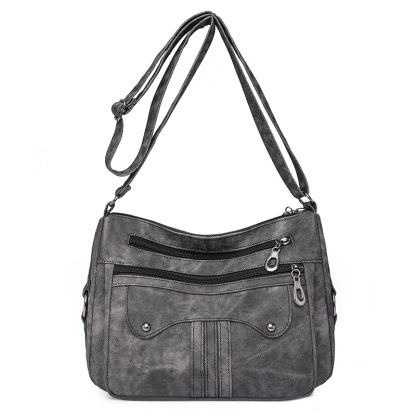 Women’s Multi-Zip Shoulder Bag – Lightweight Vintage Crossbody Purse