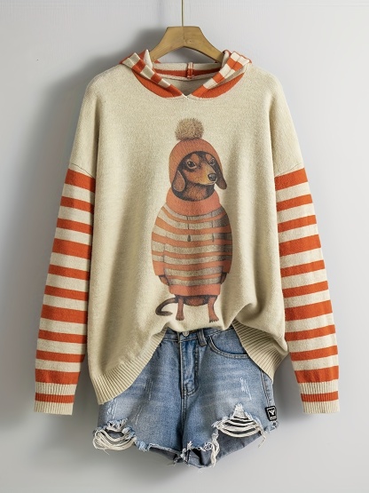 Women’s Cozy Dachshund Print Sweater