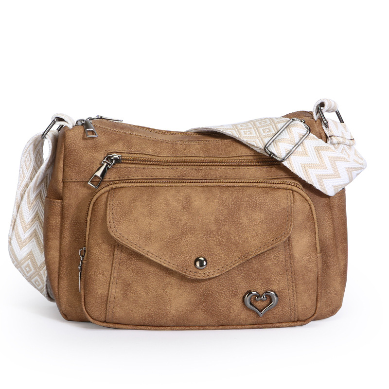 Vintage Denim Crossbody Bag – Multi-Pocket Everyday Purse for Women