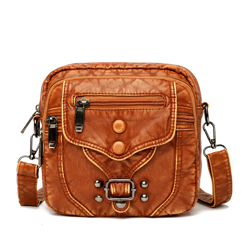 Women's Vintage Soft Leather Crossbody Bag – Multi-Pocket Everyday Purse