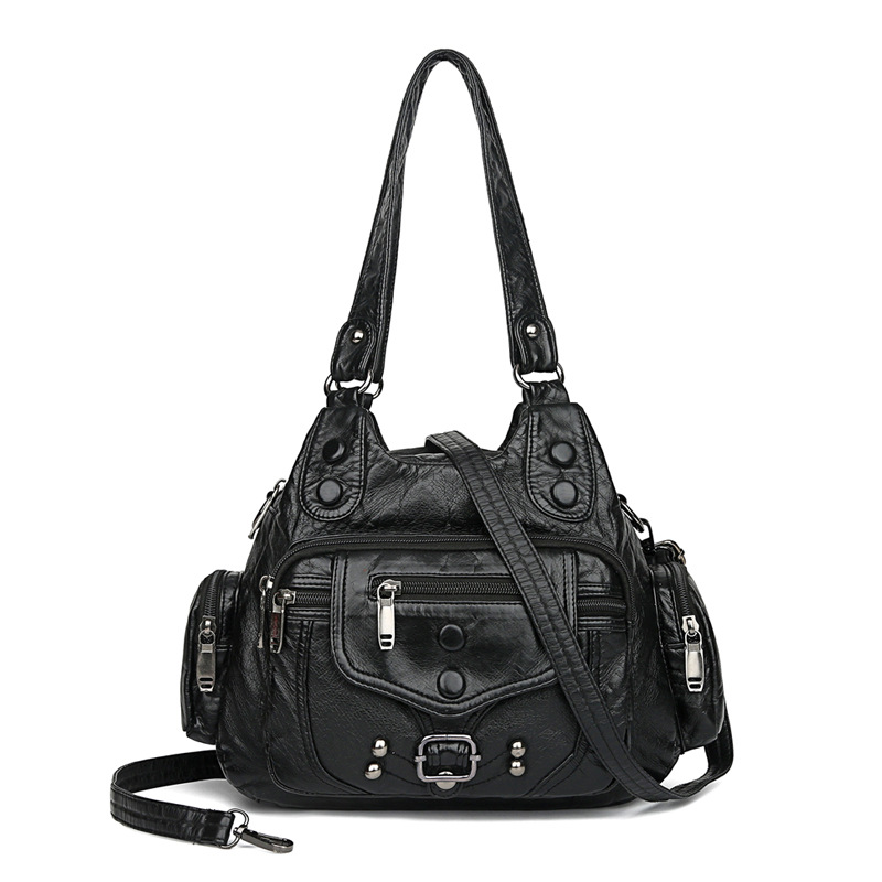 Vintage Soft Leather Weekender Bag – Large Capacity Travel & Camping Tote for Women