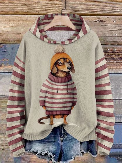 Women’s Cozy Dachshund Print Sweater